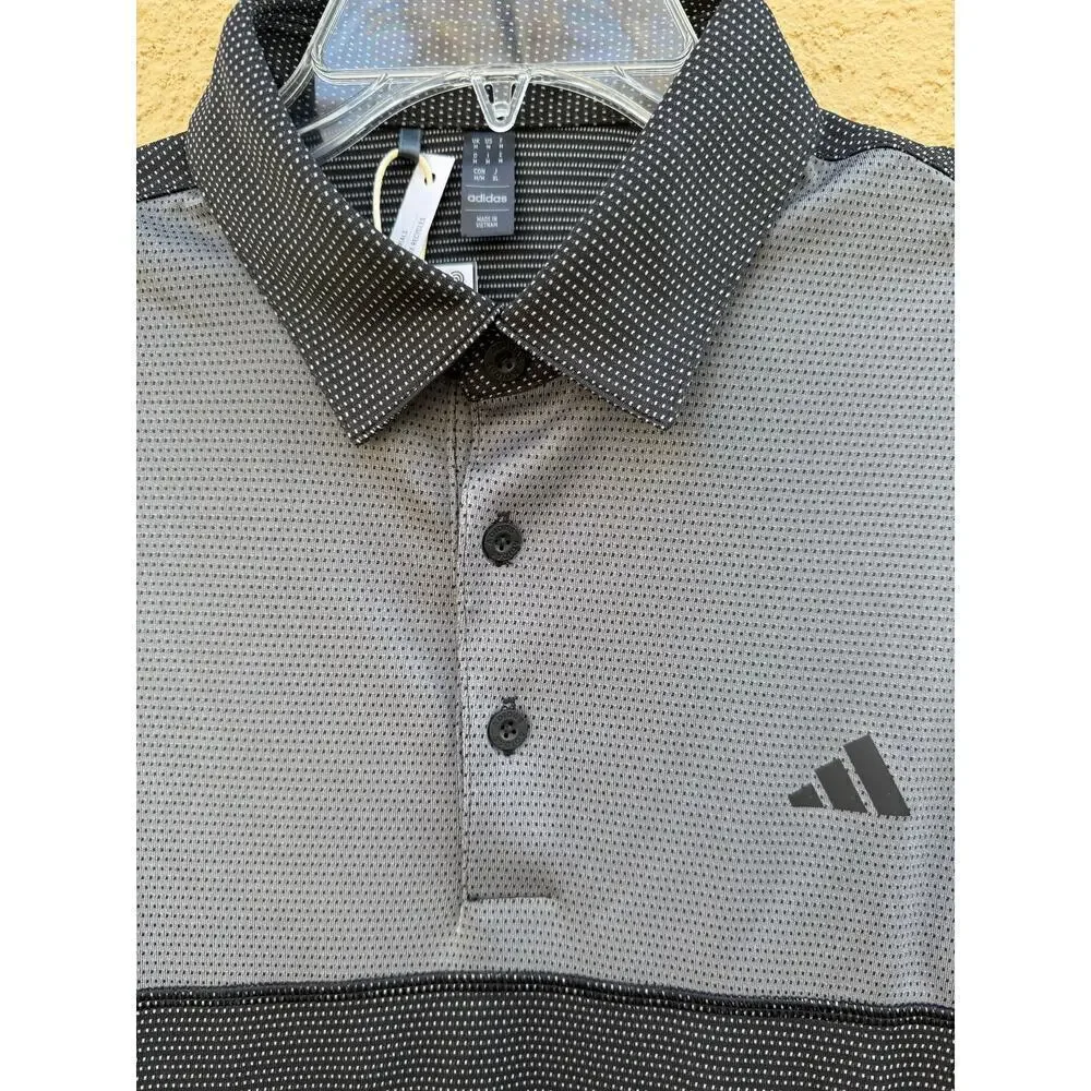 Adidas Golf Polo Black Gray Men's Medium NWT